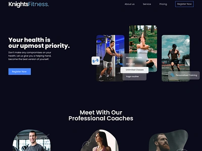 KnightsFitness - home page figma fitness website membership website responsive website ui uiux ux webflow website