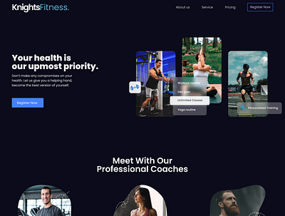 KnightsFitness - home page figma fitness website membership website responsive website ui uiux ux webflow website