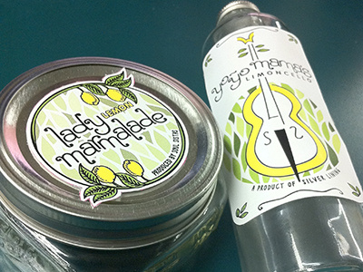 Lady Marmalade & Yo-Yo Mama's food label illustration labels lemon lettering limoncello marmalade packaging