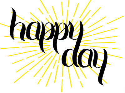 Happy Day - Rough brush script cursive happy lettering script starburst