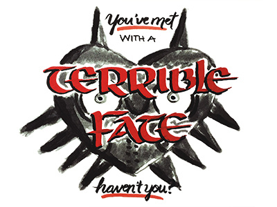 Terrible Fate calligraphy gamer illustration legend of zelda lettering majoras mask mask uncial video game watercolor zelda