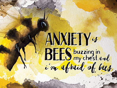 Anxiety Bees anxiety anxious bee bumble bee haiku honey bee ink mental health watercolor