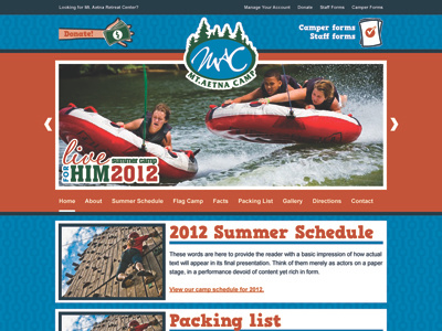 Mt. Aetna Camp Web Design - WIP camp child children kids summer camp web design