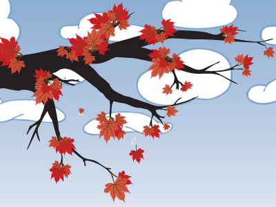 Tree Illustration autumn branch branches clouds fall leaf leaves tree