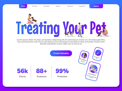 Pet Treatment Web Page 3d branding graphic design logo motion graphics pet ui webpage