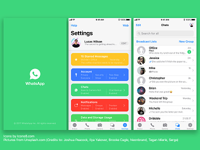 WhatsApp — iOS 11 Concept chat concept design ios ios 11 loading screen mockup settings whats app whatsapp