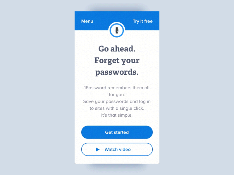 1Password — Website Redesign (Mobile) 1password icon illustration landing page logo mobile password manager redesign responsive typography web