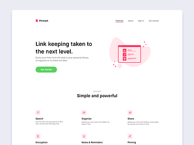 Pinmark — Landing Page colors features icons illustration landing page logo maison neue font pinmark typography web website