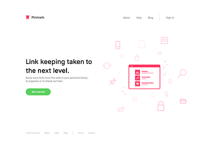 Pinmark — Landing Page Alternative colors features icons illustration landing page logo maison neue font pinmark typography web website