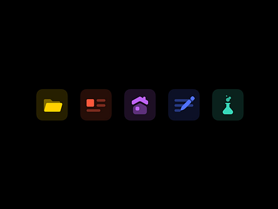 Personal Site — Dark Icons article blog color dark folder house icons lab neon portfolio vector vibrant