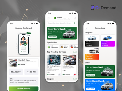 Car Wash App Ui design animation app branding design graphic design illustration logo ui uiux ux