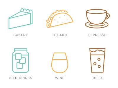 restaurant icons bakery beer espresso icons taco wine