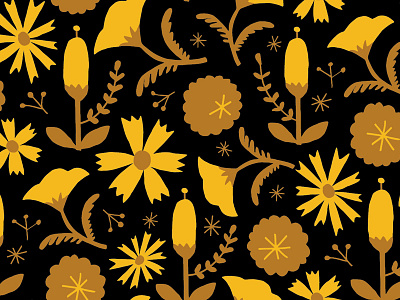 floral repeat floral flowers folk gold pattern repeat