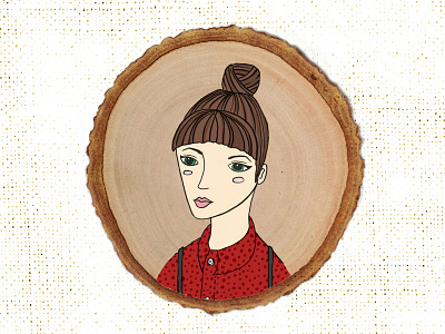 Lady Lumber bust illustration portrait woman wood