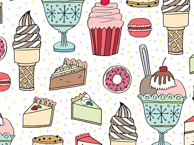 desserts cake candy cookies dessert donut ice cream pattern pie repeat sweets treats