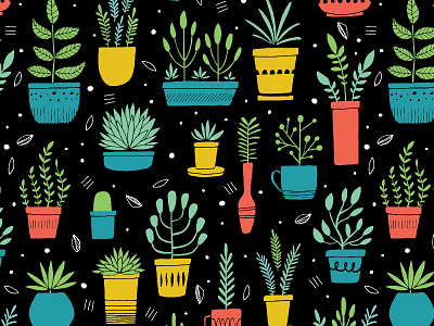 Plants cactus herbs pattern plants repeat