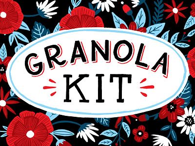 Granola Kit packaging coffee shop floral flower food illustration lettering pattern restaurant