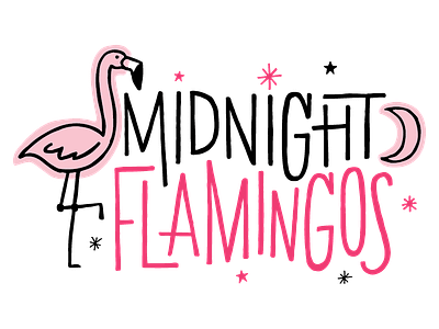 Midnight Flamingos flamingo flamingos illustration lettering logodesign retrowave vintage