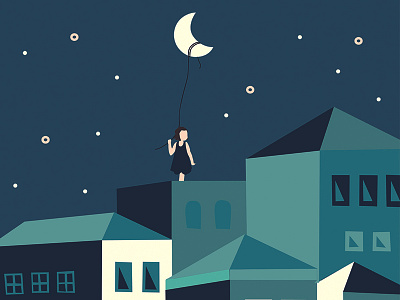 B r i n g t h e m o o n w i t h y o u balloon house illustration moon night photoshop