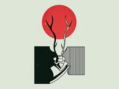 MAYOR black deer illustration mayor moon politics red sun white