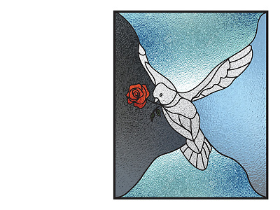 5511 - Stained Dove #2 5511 design digital dove drawing fly flying glass peace rose stained stained glass wings