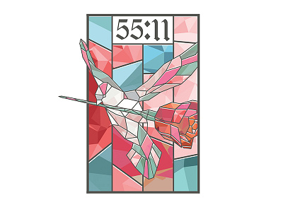 5511 - Stained Dove #1 5511 brand design digital dove drawing glass illustration rose stain stained glass streetwear