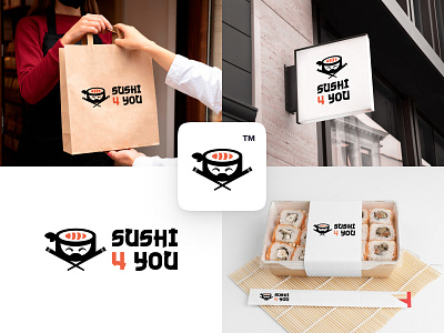 Logo Sushi 4 you animation branding design graphic design illustration logo logo branding typography ui vector