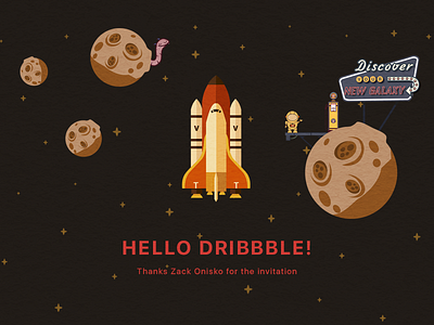 Hello Dribbble first shot galaxy hello space space ship stars
