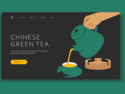 Tea ceremony vector illustration for landing page