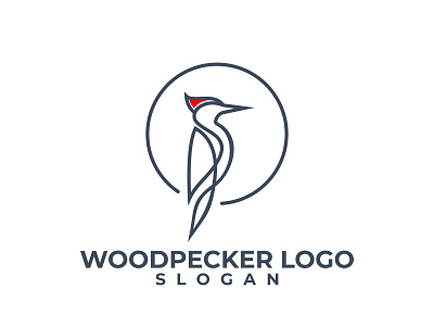 WOODPECKER animal brand line art logo woodpecker