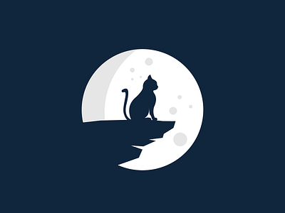 cat animal brand cat logo moon