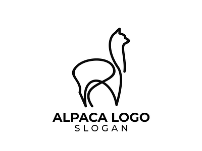 alpaca alpaca animal brand line art llama logo