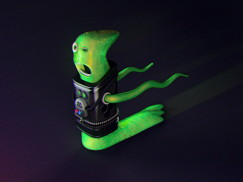 Slimy Spaceman 3d alien animation c4d fart gif poop slime spaceman