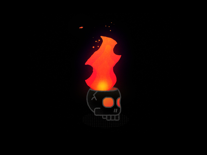 Fire Skull 2d animation cel fart fire flame poop skull