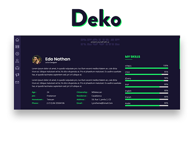 Deko resume template app landing branding design design modern one pege page sass template uiux web site