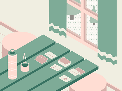 Relax in Val di Sole cards cold friends green illustration isometric mountain pink play playing relax tea
