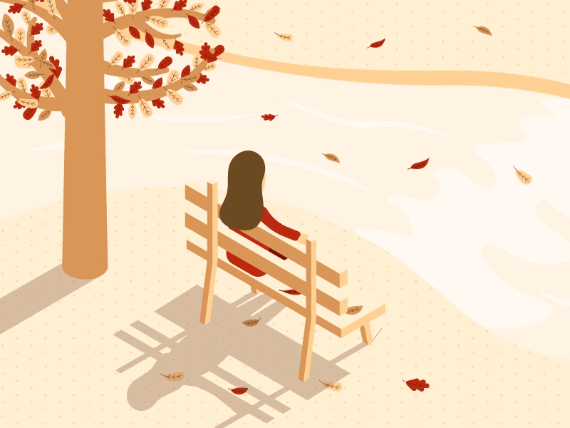 Autumn wind autumn color colorful colors girl illustration isometric leaves nature stream wind