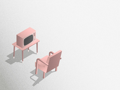 Television grain illustration isometric minimal paper pink retro television vintage wallpaper