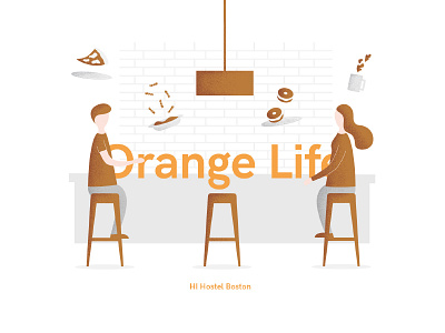 Orange Life america american color colors food friends hostel illustration palette travel usa