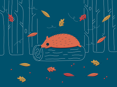 Hedgehog autumn colors hedgehog illustration leaves palette sleep woods