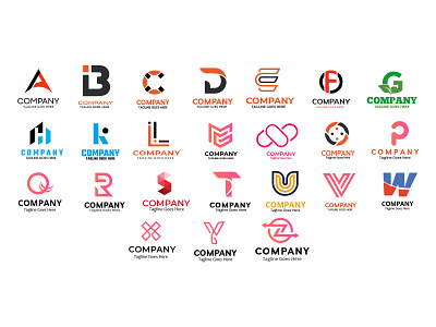 Modern & Creative 18 Alphabet Colorful Logos alphabet logo bundle business logo company logo finance font logo letter logo neon