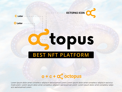 Yellow black letter o and c for octopus, Octopus Logo Mark