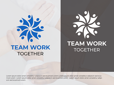 Blue & White modern teamwork together concept logo