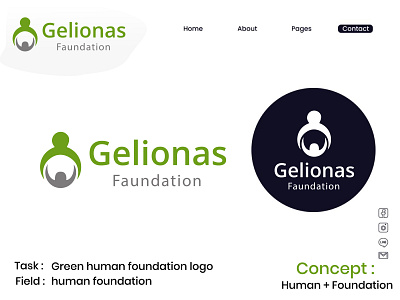 Green human foundation logo foundation helping man service