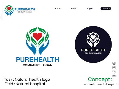 Healthcare Medical Logo. Hand and leaf icon combination. graphic leaf natural