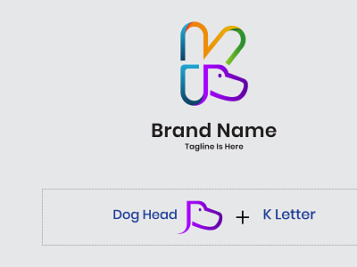 Letter K Logo With Animal and Dog Head Concept abstract logo alphabet logo animal logo branding identity business logo company logo dog logo dog shop font logo k letter animal k letter dog letter logo