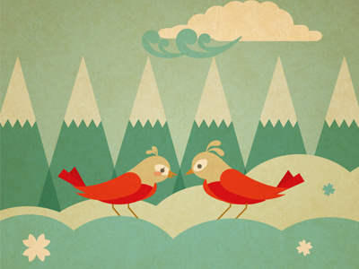 Love Birds birds illustration love vector winter