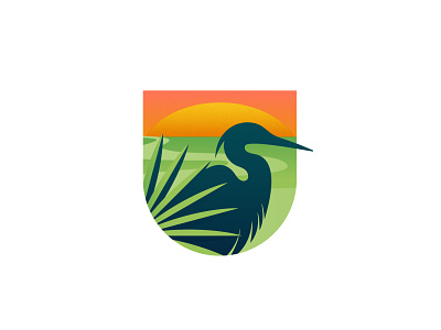 Florida Bird Logo Mark bird logo egret florida bird gradient logo logo design logo mark marsh palmetto subtle texture