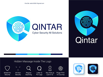 QINTAR CYBER SECURITY Morden logo Brandring Design | IT, Q