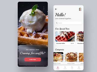 Waffle Cloud Kitchen App Design app app design cart cloud cloud kitchen design food food order kitchen mobile mobile design order restaurant ui uidesign ux uxdesign waffle